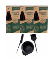 NATURA BALANCE SAÇ BOYASI 1 SİYAH 3 ADET+SAÇ BOYAMA SETİ