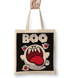Süper Mario Boo Bez Çanta Uzun Saplı