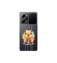 Poco X5 Pro ile Uyumlu Splash Kapibara Tasarımlı Şeffaf Silikon Kılıf