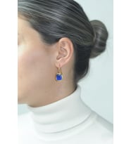 Kadir Jewellery 22 Ayar Altın Kaplama Kare Taşlı Küpe -El İşçiliği Ve Hipoalerjenik Küpe