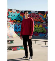 Erkek Bisiklet Yaka Standart Kol Oversize Kalıp 3 İplik Penye Şardonlu Sweatshirt Kaliteli