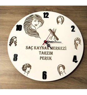Peruk **Saç Tasarım**Kuaför 💕Güzellik Merkezi 6 mdf Kişiye Özel İsim yazılı Duvar Saati