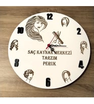Peruk **Saç Tasarım**Kuaför 💕Güzellik Merkezi 6 mdf Kişiye Özel İsim yazılı Duvar Saati