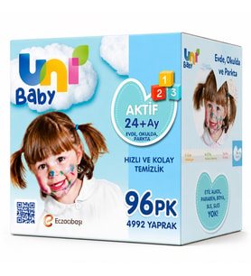 Uni Baby Islak Havlu Mendil 52 Yaprak Aktif 96 Lı Set (24PK*4) 4992 Yaprak