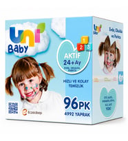 Uni Baby Islak Havlu Mendil 52 Yaprak Aktif 96 Lı Set (24PK*4) 4992 Yaprak