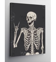 Kanvas Tablo Metal İşareti Yapan İskelet