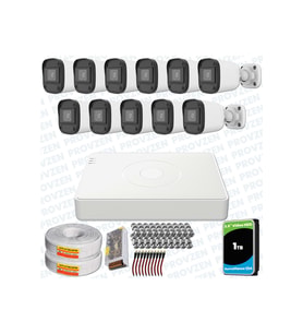 Provzen Hikvision Unv 11'li Full HD Güvenlik Kamerası Set Gece Görüş, Mikrofon, Olay Anında Bildirim
