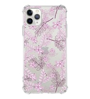 Apple iPhone 11 Pro Uyumlu Köşe Korumalı Antişok  Kapak Floral Pudra Tasarımlı Şeffaf  Kılıf