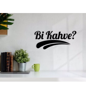 BK Home Bi Kahve Ahşap Duvar Yazısı-1 (Siyah)