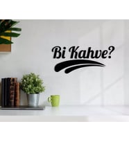 BK Home Bi Kahve Ahşap Duvar Yazısı-1 (Siyah)