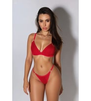 Mulvxbrf Brf02 Kadın Kırmızı Mayo Bikini Şık Esnek Kumaş Plaj Giyim Özel Tasarım (Mulvix)
