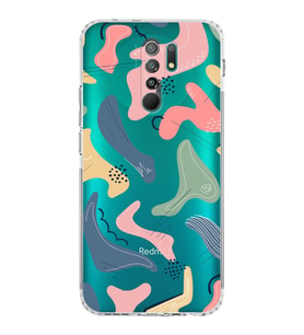 Xiaomi Redmi 9  Kamera Korumalı Kapak Abstract Tasarımlı Şeffaf  Kılıf