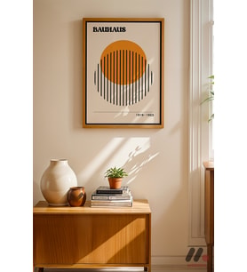 Bauhaus 1919-1923 Sergi Afişi, Ahşap Çerçeveli Duvar Tablosu - Modern Ev Dekorasyonu