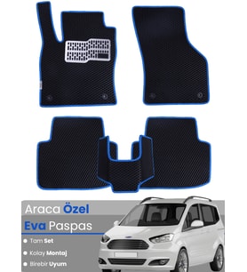 FORD COURIER (2013-2023) Uyumlu EVA Paspas Tam Set–Araca Özel,Su Geçirmez,Kolay Montaj