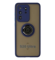 Durukar® Samsung Galaxy S20 Ultra Kılıf Montreal Yüzüklü Silikon Kapak - Lacivert