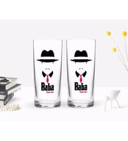 BK Gift Kişiye Özel Renkli Baskılı Godfather Baba Tasarımlı İkili Rakı Bardağı Seti-11 (Beyaz)