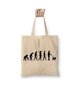 Evolution Pug Evrim Köpek Beyaz Bez Çanta Uzun Saplı Alışveriş Çantası Plaj Çantası