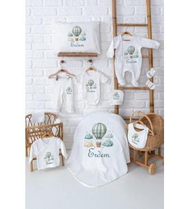 Pia Baby Premium %100 Pamuk 11 Parça İsimli Erkek Bebek Hastane Çıkışı Yeni Doğan Hediyelik Set 50050-00