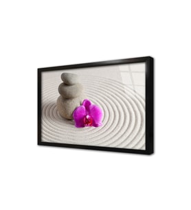 Spa Taşları ve Orkide Çerçeveli Cam Tablo