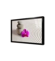 Spa Taşları ve Orkide Çerçeveli Cam Tablo