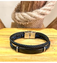 2li Örgü Kordon Deri Çelik Mixli Sade Şık Trend Model Erkek Bileklik 22 cm (Siyah)