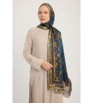 Schaless Gecenin Bahçesi - Nar Çiçeği - Aurora Desenli Janjan Şal - 70x190 Cm (Gri)
