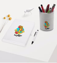 BK Gift Kişiye Özel Çapa Tasarımlı Beyaz Defter Kalem ve Kalemlik Hediye Seti - Model 4