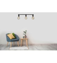 RİOLİGHT MODERN SİYAH 3XE27 DUYLU METAL SIRALI PLOFONYER TAVAN AVİZESİ TABAN UZUNLUĞU:60CM
