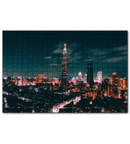 Cakapuzzle Tayvan Taipei Gece Şehir Manzarası  Puzzle Yapboz MDF (Ahşap) (120 Parça)