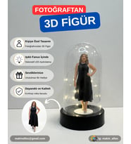 Işıklı Fanus İçinde Kişiye Özel 3D Tek Kişilik Figür (10cm)
