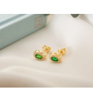 925 Ayar Gümüş Mayıs Ayı Doğum Taşı ( Emerald ) Damla Küpe