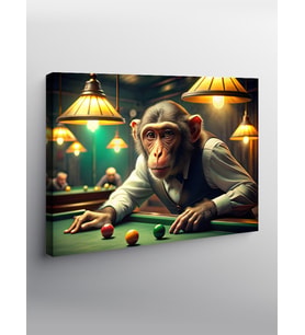 Kanvas Tablo Bilardo Oynayan Maymun