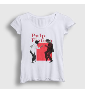 Presmono Kadın Beyaz Dance Film Pulp Fiction T-Shirt 248390tt