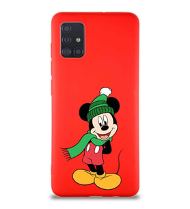 Samsung Galaxy M31S Soft Premier Kapak Mickey Mouse-G Tasarımlı Silikon Kılıf - Kırmızı (Şeffaf)