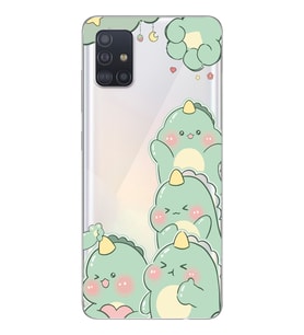 Samsung Galaxy A71 Uyumlu Sevimli Küçük Dinazor Tasarımlı Şeffaf Telefon Kılıfı