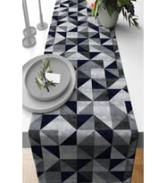 Lacivert Geometrik Desenli Premium Masa Örtüsü Runner RNR382