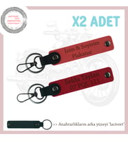 Kişiye Özel İsimli & Plakalı İkili Anahtarlık Sevdiklerinize Sürpriz Hediye, Nar Çiçeği-Kırmızı-Laci