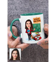 Kadın Biyoloji Öğretmenine Hediye Karikatürlü Yeşil Kupa Bardak