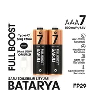 Type-c Şarjlı 800mwh 1.5v Şarj Edilebilir 2’li Aaa İnce Pil - Lityum Iyon Batarya