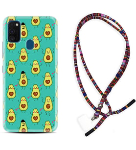 Samsung M21 M22 M23 M30 M31S M32 Kılıf Boyun Asklı Rasta Silikon Oynayan Avokadolar 1770