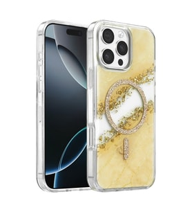 Onegif Apple iPhone 16 Pro Max Lotus Simli Magsafe Kapak - Gümüş