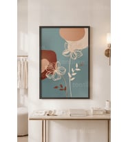 Çiçek Temalı Minimal 1. Kalite Ahşap Çerçeveli Tablo
