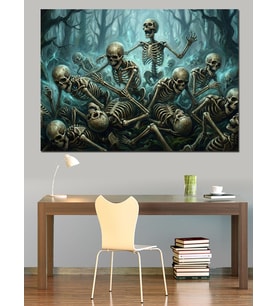 İskeletler Ve Kemik Yığını Soyut Dekoratif Kanvas - Mdf Ahşap Tablo