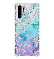 Huawei P30 Pro  Köşe Korumalı Antişok Kapak Floral Kırmızı Tasarımlı Şeffaf  Kılıf