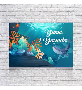 Deniz Yunus Temalı Doğum Günü Afişi