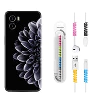 Vivo Y15S Y32 Y33S Y51 Y53S Kılıf Kablo Koruma Spiral Silikon Çiçekler 1639