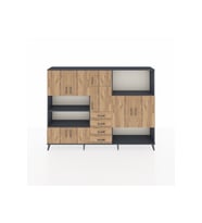 Arges Dolap 10 Raflı 4 Çekmeceli 8 Kapaklı 220x30x163 Antrasit-Çam