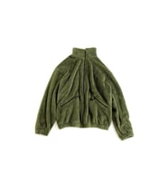 Unisex Oversize Fermuarlı Polar Çift Cepli Peluş Ceket (Yeşil)