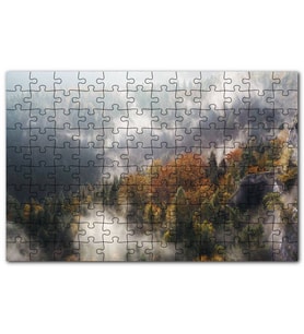 Cakapuzzle Sonbahar Renklerinde Orman ve Sisler Puzzle Yapboz MDF (Ahşap) (120 Parça)