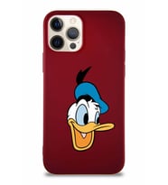 Apple iPhone 12 Pro Soft Premier Kapak Donald Duck-A Tasarımlı Silikon Kılıf - Mürdüm (Şeffaf)